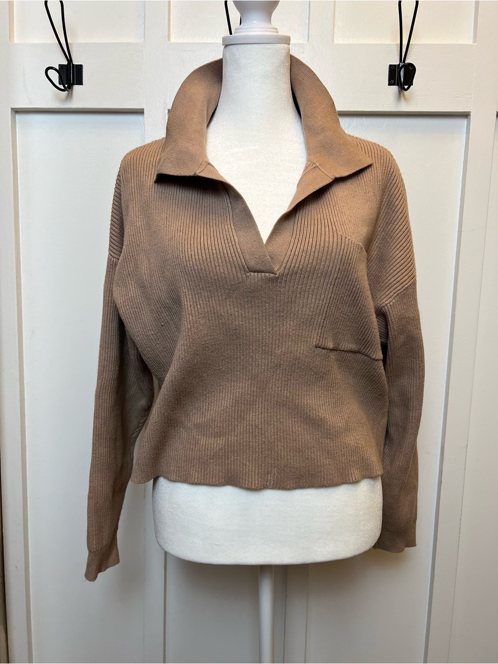 Altard State Size Small Oversized Boxy Ribbed Brown Sweater Knit Academia Preppy